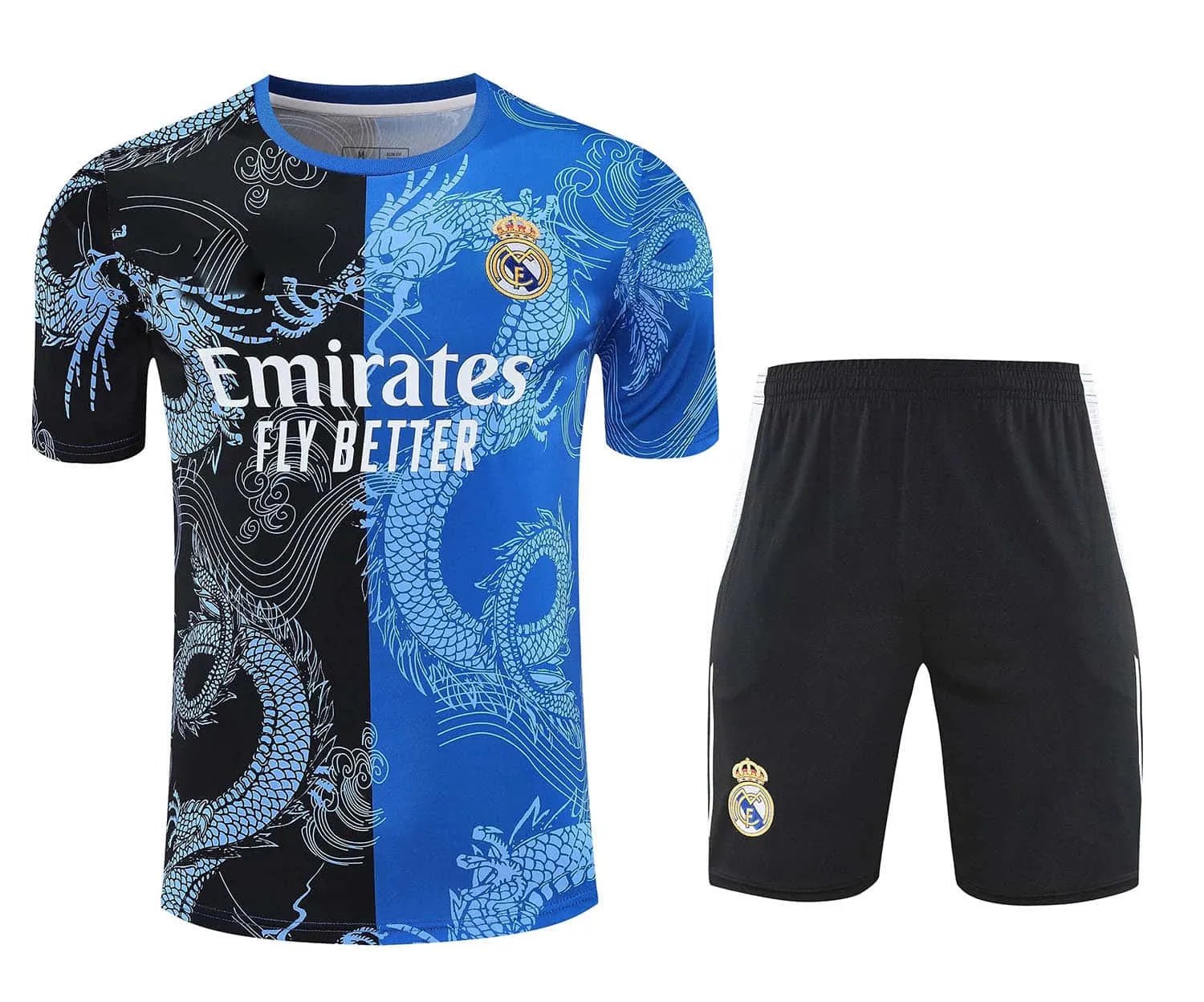 2526 Real Madrid Black and Blue Chinese Dragon Training Kit Short Sleeve (Please note customization info when placing order, messages are not counted)