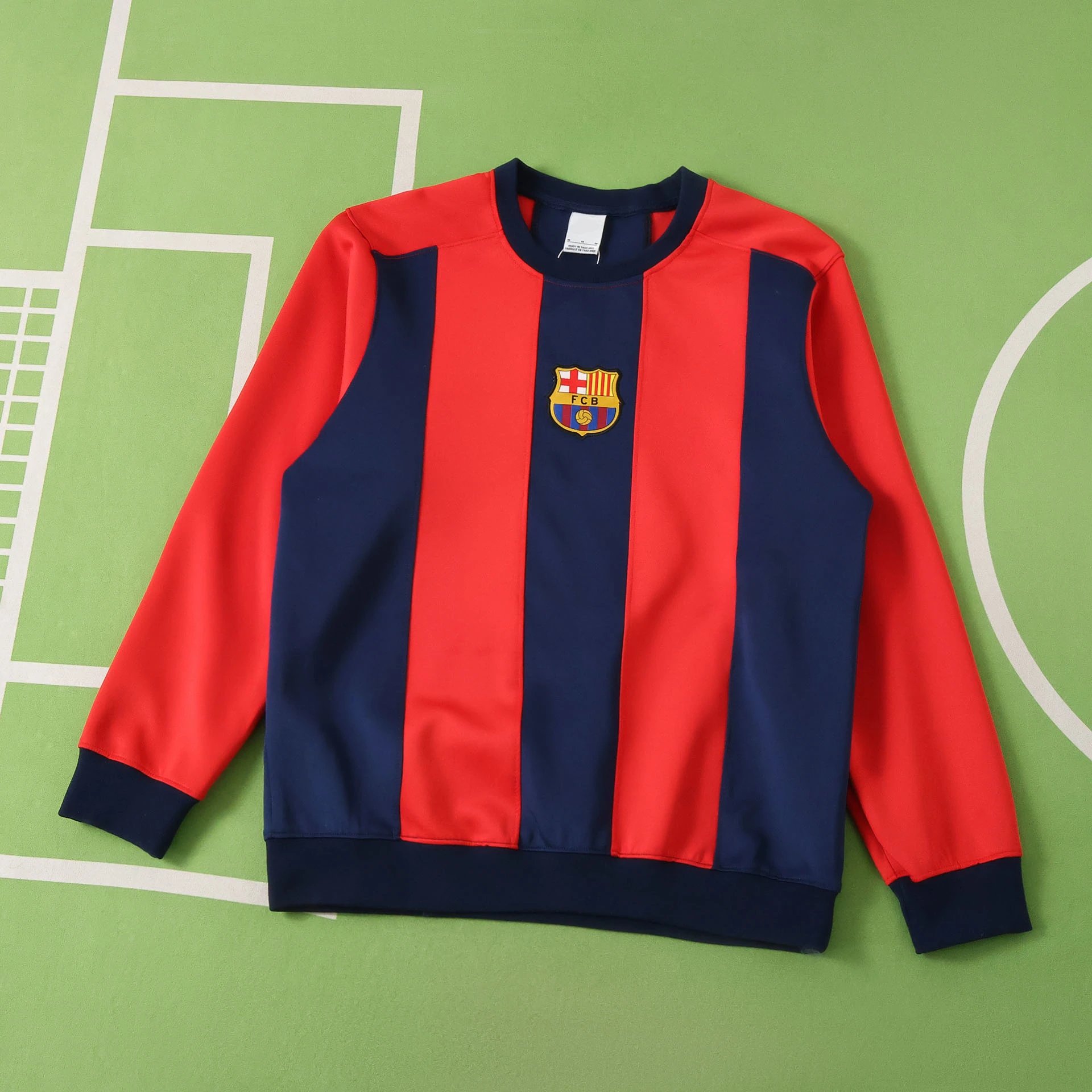 2526 Barcelona Red and Blue Long Sleeve Hoodie
