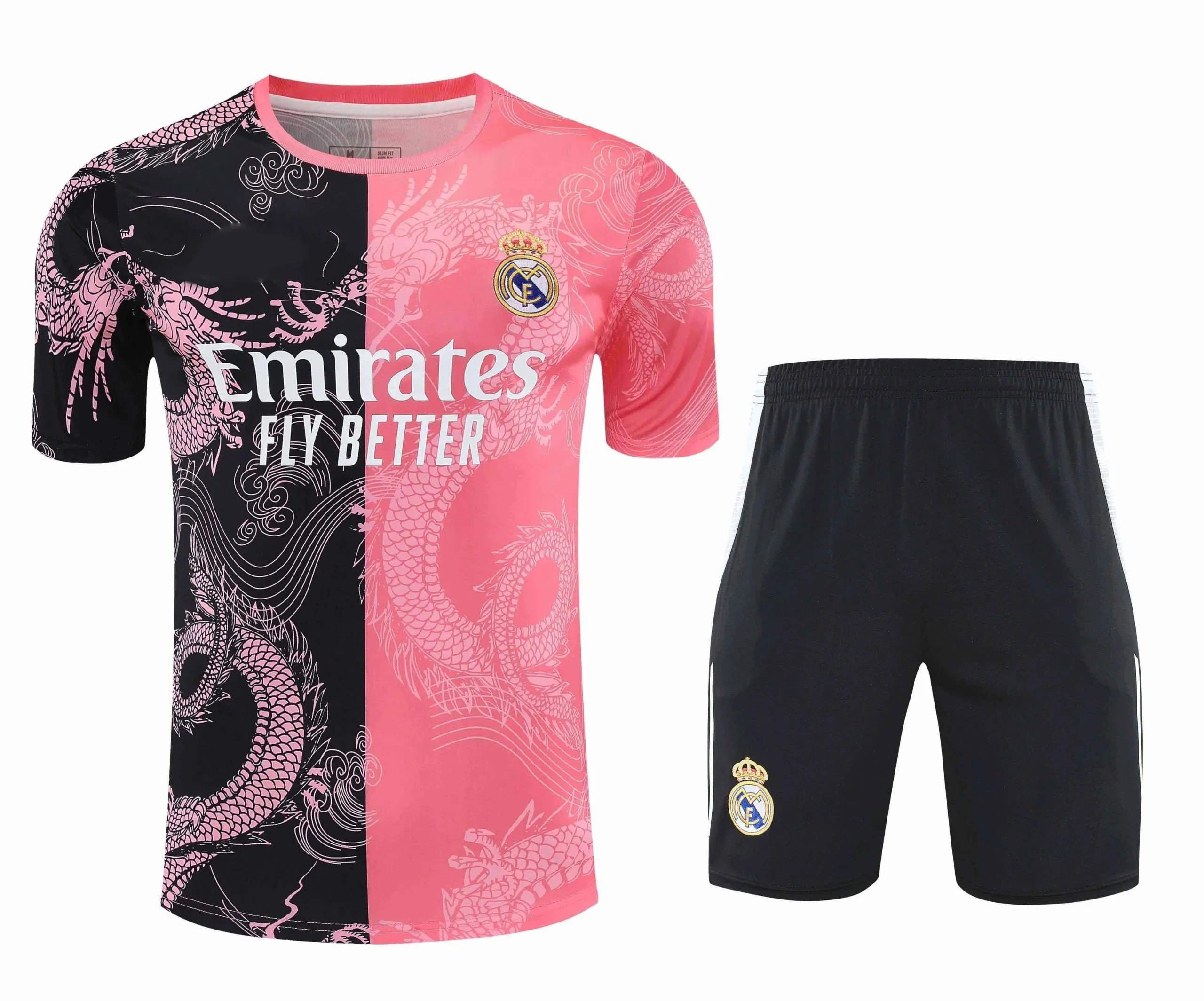 2526 Real Madrid Black Pink Chinese Dragon Training Kit Short Sleeve (For customization info, please leave a note when placing your order. Messages sent separately will not be counted.)