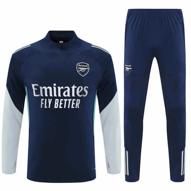 2526 Arsenal Dark Blue Light Blue Training Top Half-Zip Set (For custom info, please leave a note when placing your order. Messages don't count.)