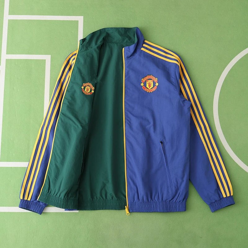 2425 Manchester United Reversible Jacket Blue / Military Green (Custom requests must be noted at checkout; messages not accepted)
