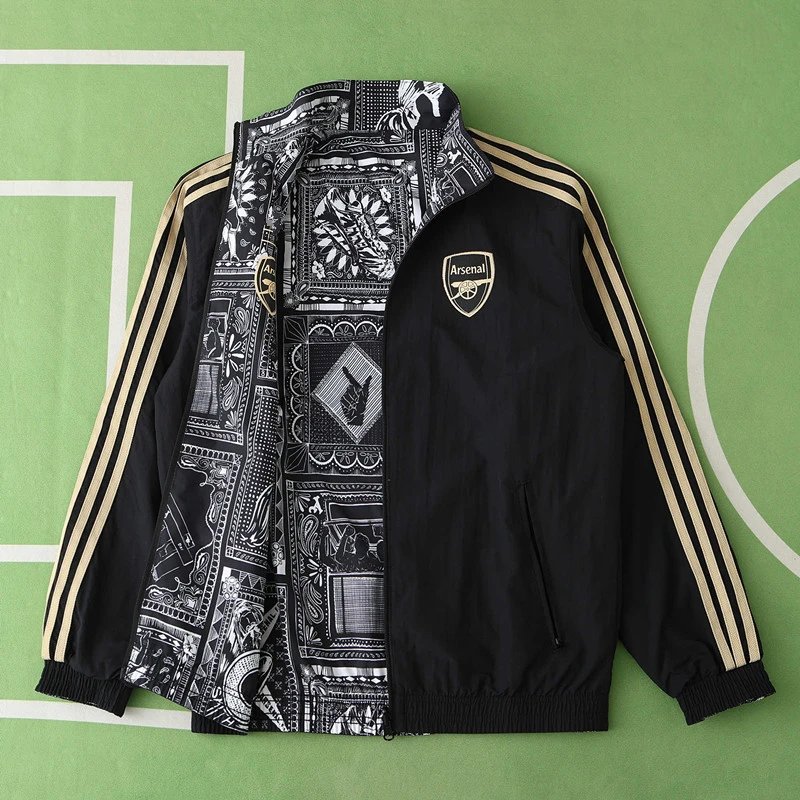 2425 Arsenal Black Reverse Pattern Reversible Jersey (Please note customization info in order remarks, messages won't count)