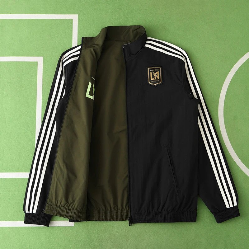 2425 Los Angeles FC Black & Green Dual-Sided Jacket (Please note customization details in your order; messages are not valid)