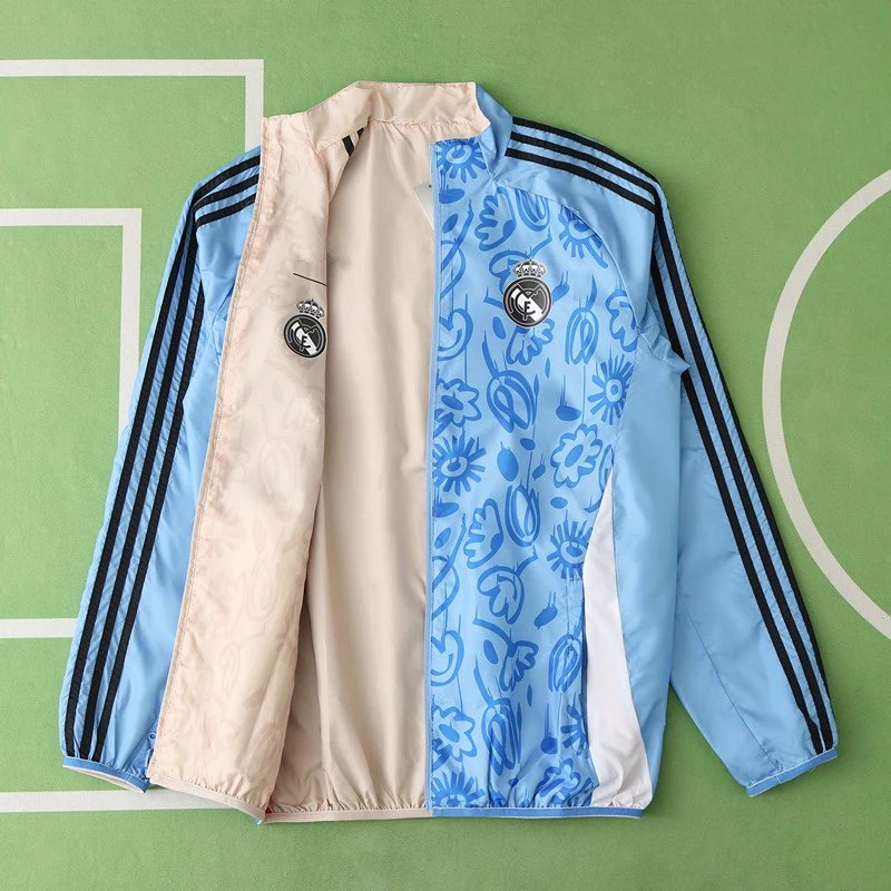 2425 Real Madrid Double-Sided Jacket in Blue and Beige (Customization info must be noted at checkout; messages will not be accepted)