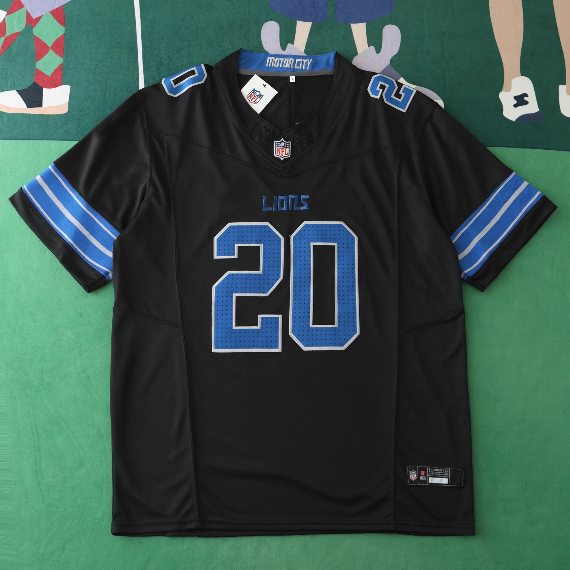 2425 Detroit Lions Black 3rd Generation #20 Jersey (For customization, please leave a note when placing your order; do not send private messages)