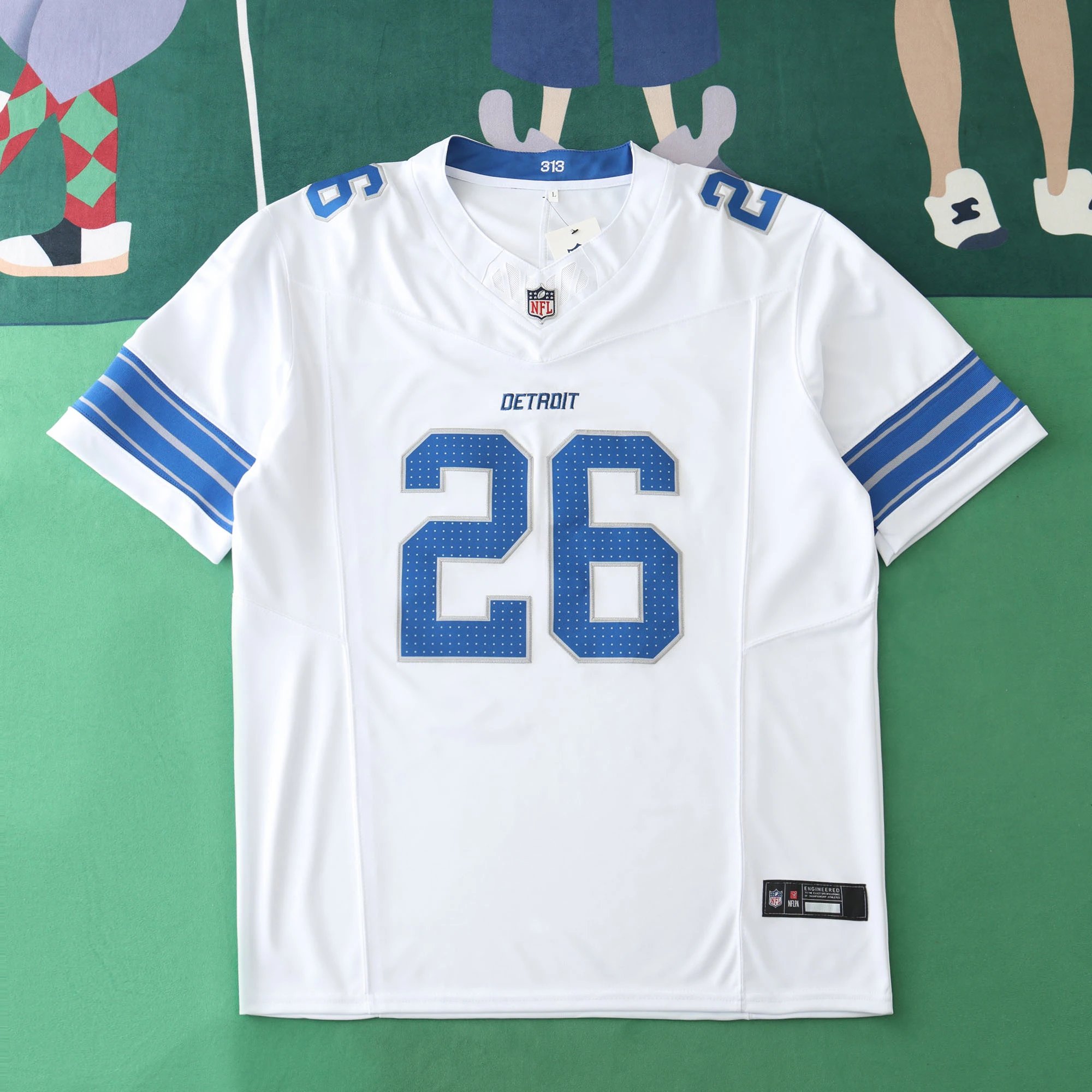 2425 Detroit Lions White 3rd Generation 26# GIBBS (Please note customization info in order remarks, messages not accepted)