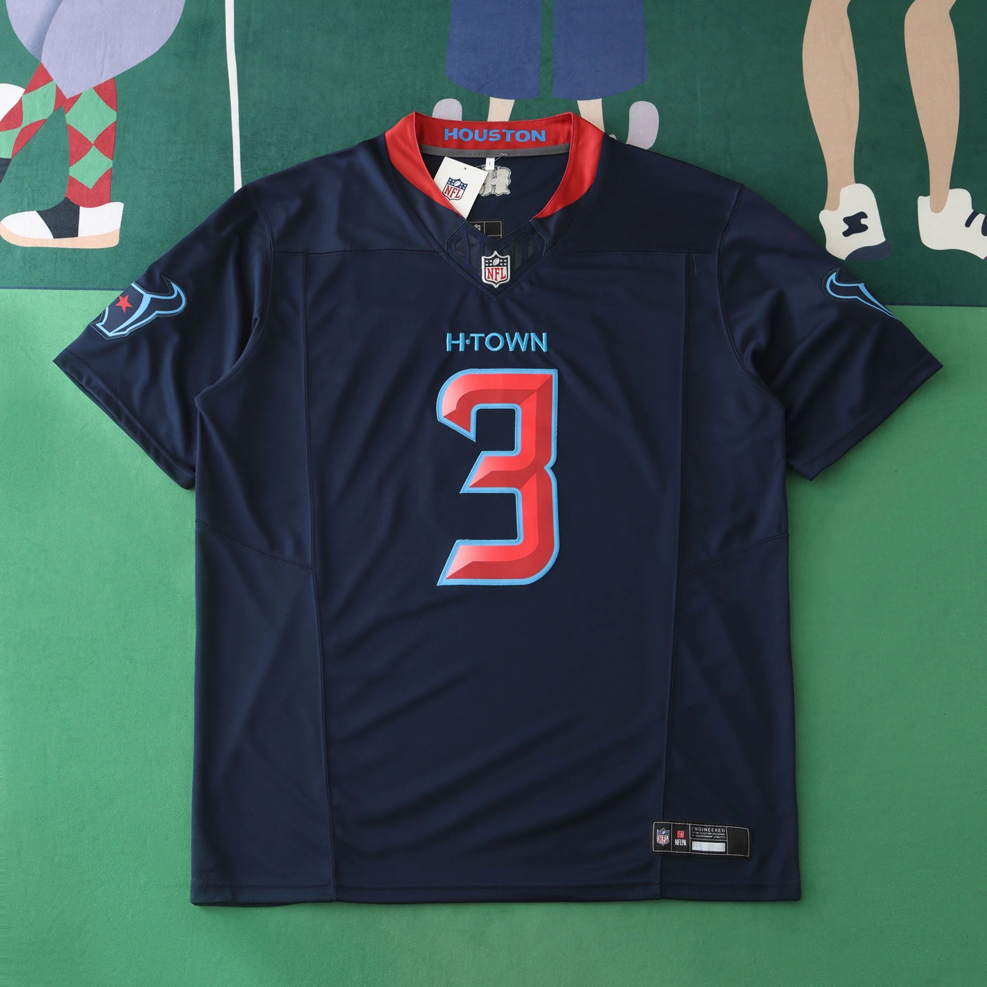 2425 Houston Texans Navy Blue 3rd Generation 3# Dell (For custom info, please leave a note when placing order, messages don't count)