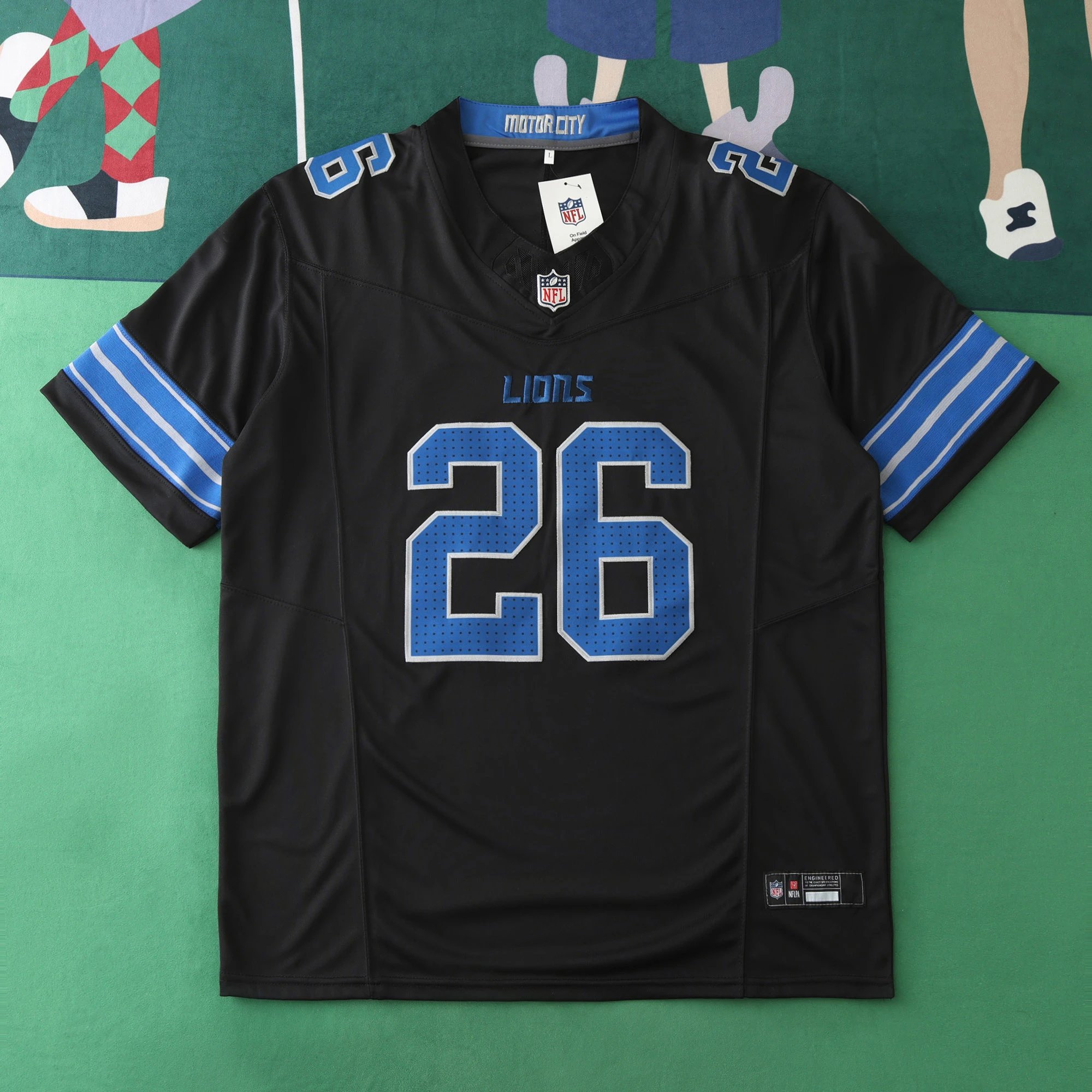 2425 Detroit Lions Black 3rd Gen 26# GIBBS (Please note customization info when placing order, messages not counted)