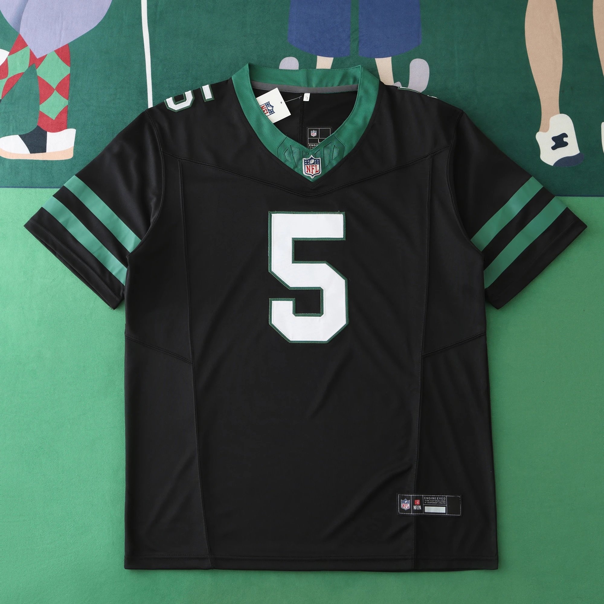 2425 New York Jets Black Jersey 3rd Generation 5# Wilson (For custom info, please leave a note when placing order, messages are not accepted)