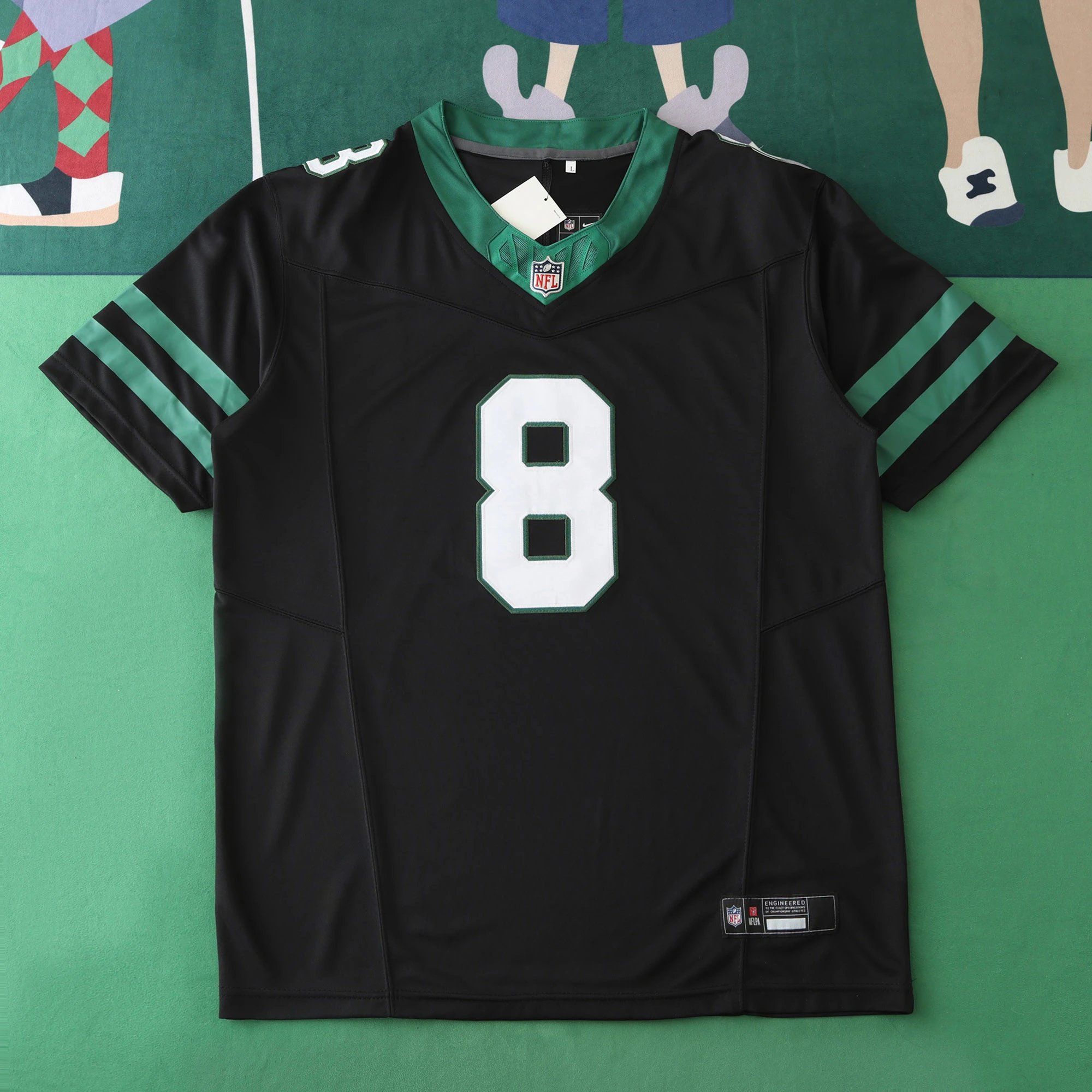 2425 New York Jets Black 3rd Generation 8# RODGERS (For custom info, please leave a note when placing an order; messages do not count)