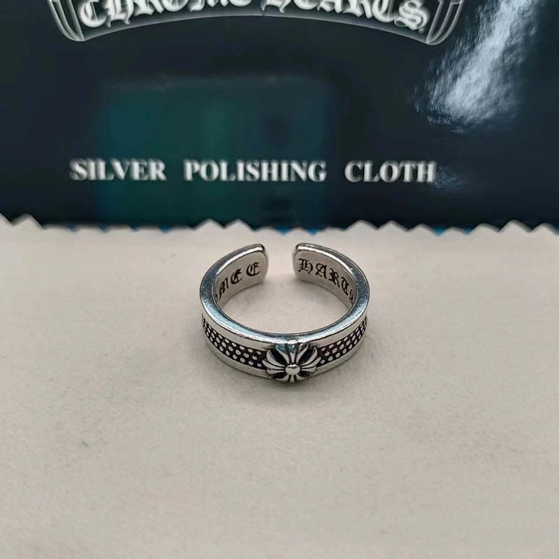 Chrome Hearts Floral Dot Band Ring Silver Jewelry