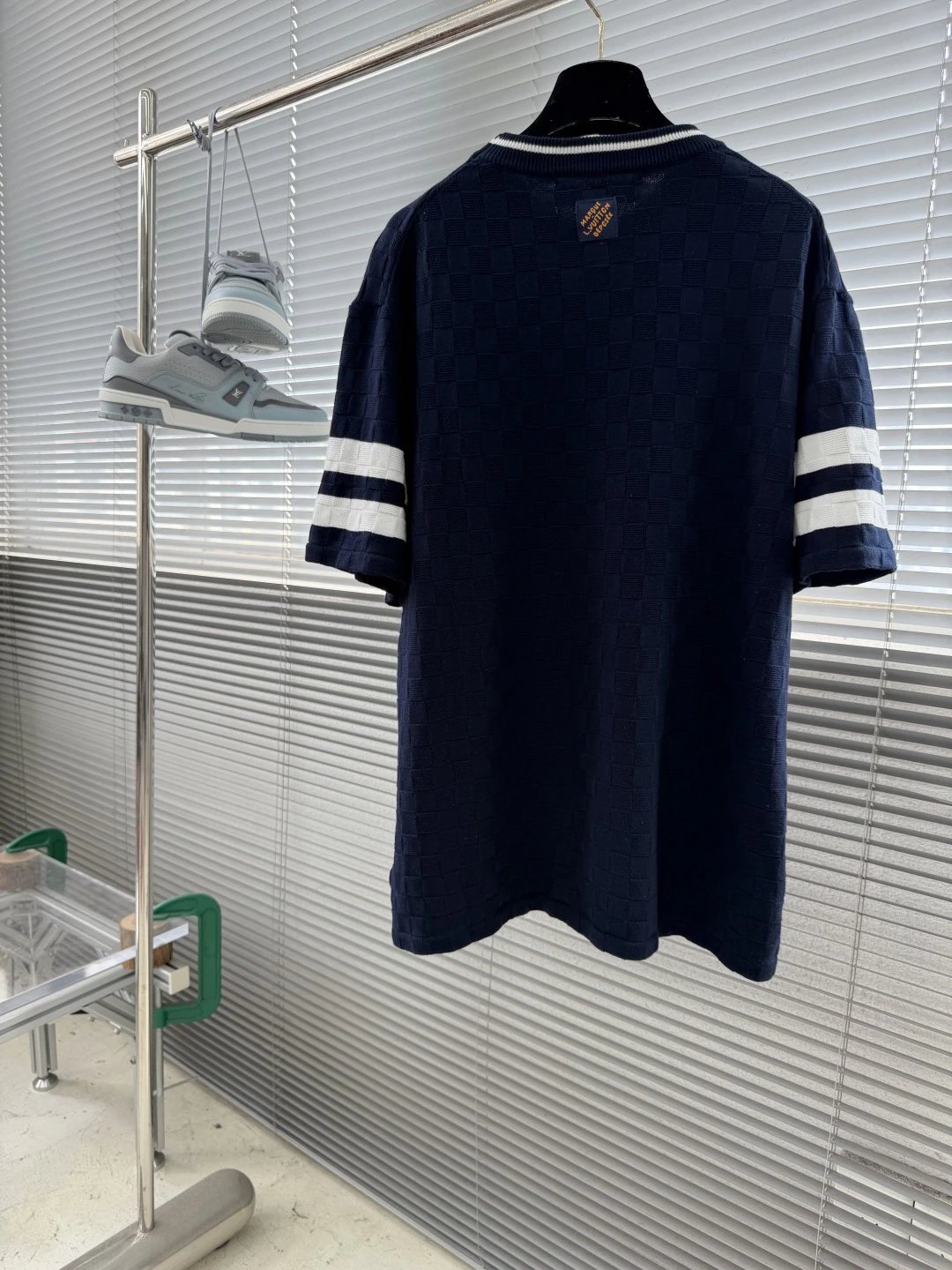Louis Vuitton Knit Sweater Navy Blue Checkerboard Sporty