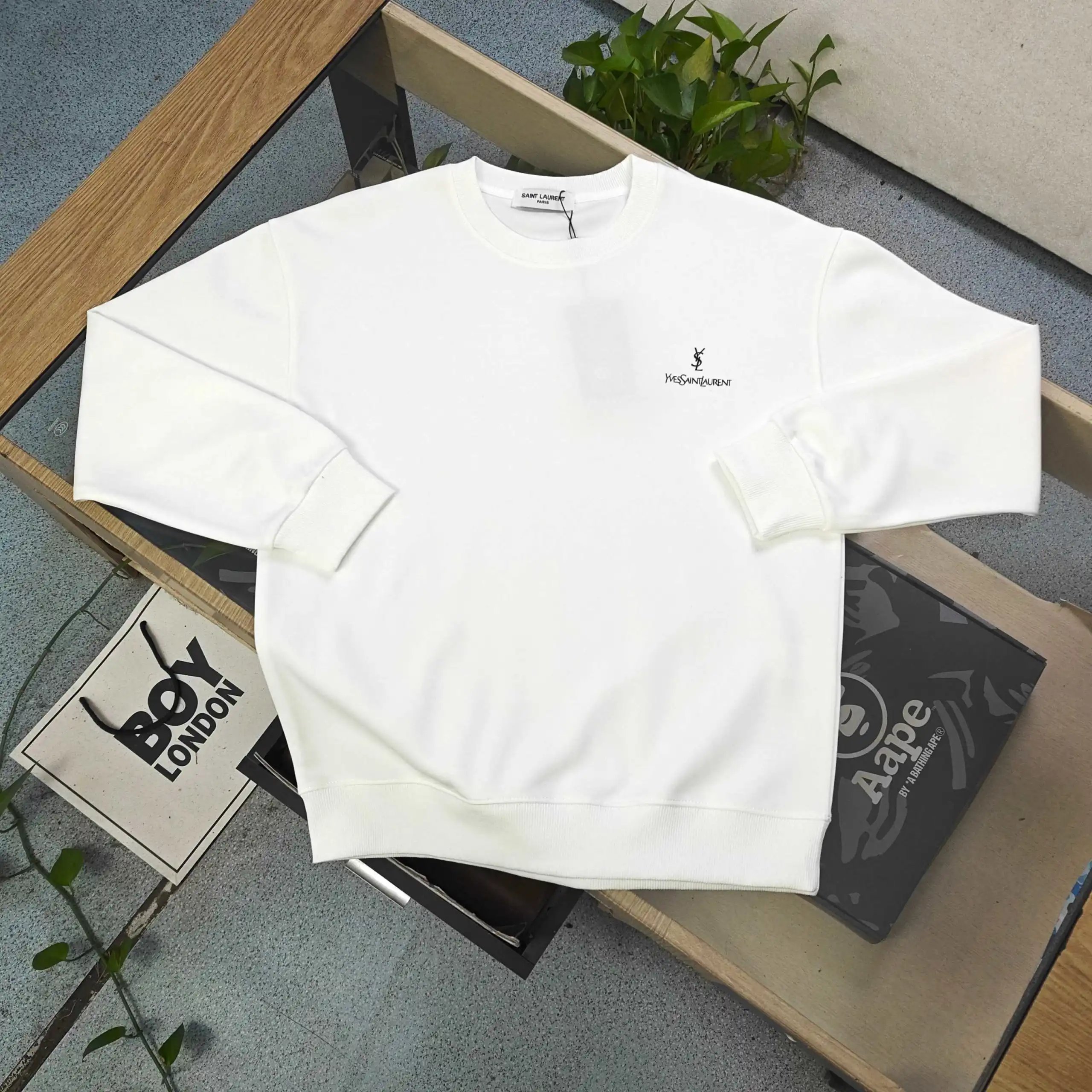Saint Laurent Black Fuzzy Logo Sweater