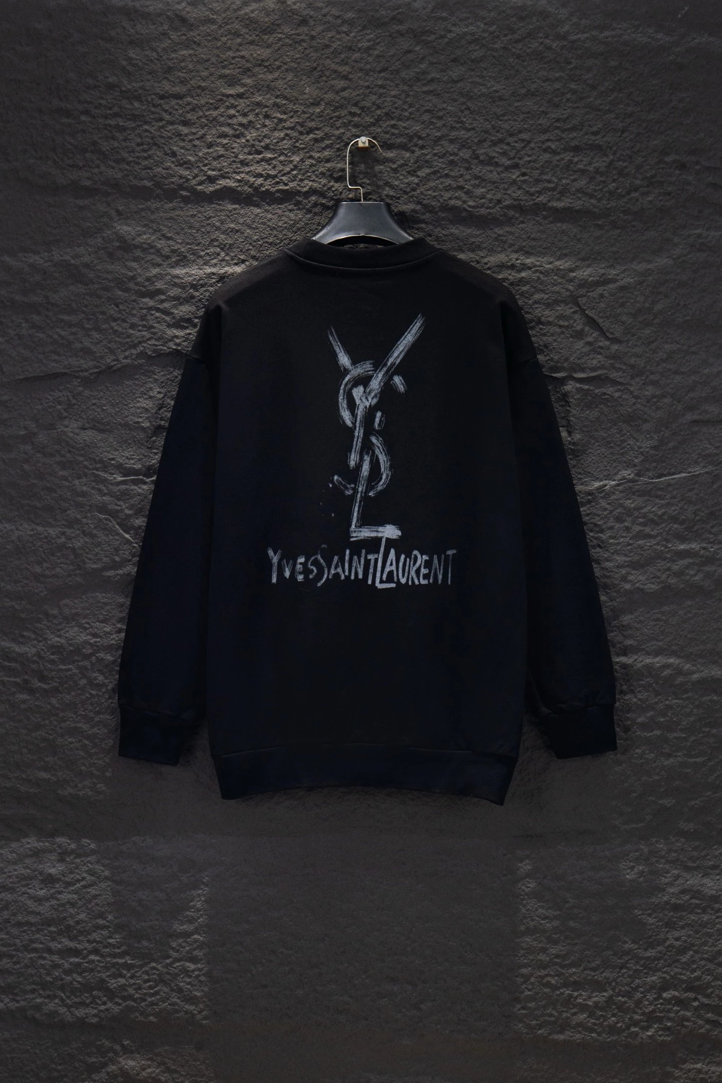 Saint Laurent Black Fuzzy Logo Sweater