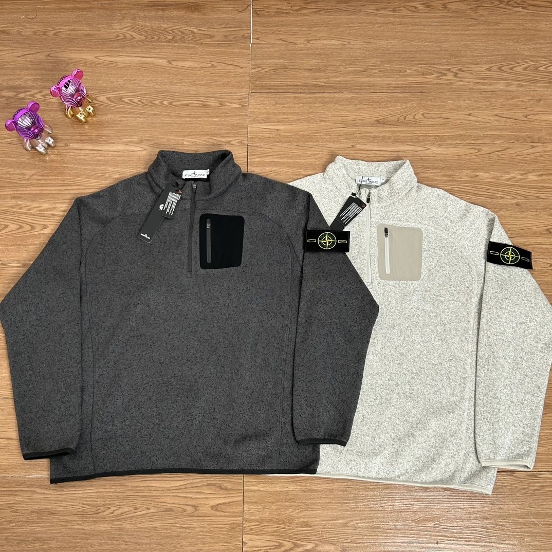 Stone Island White Graphic Print Crewneck Sweatshirt