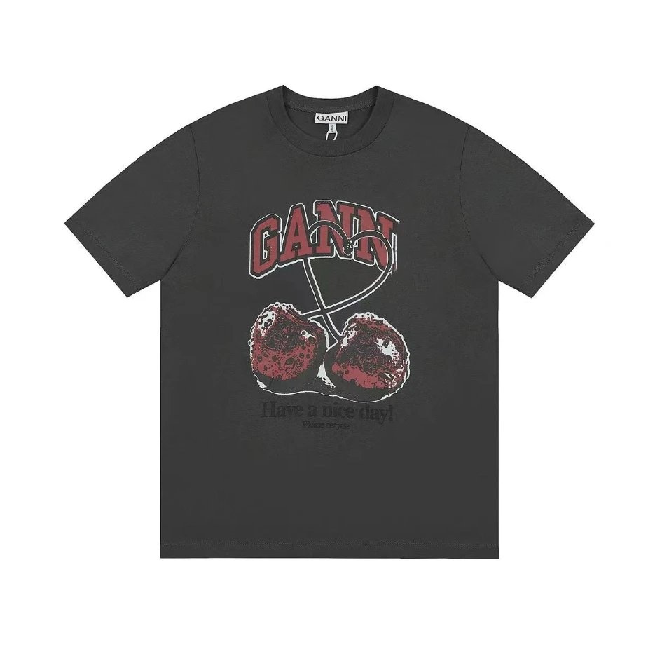 GANNI T-Shirts Graphic Print — GA56 Charcoal Gray