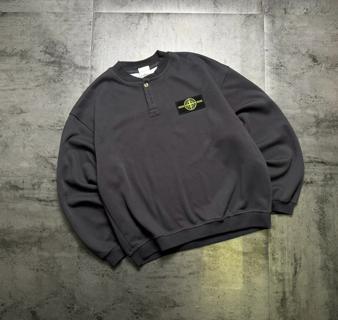 Stone Island White Graphic Print Crewneck Sweatshirt