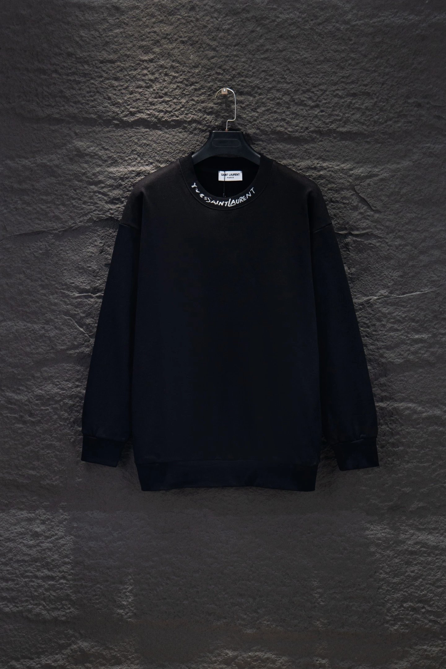 Saint Laurent Black Fuzzy Logo Sweater