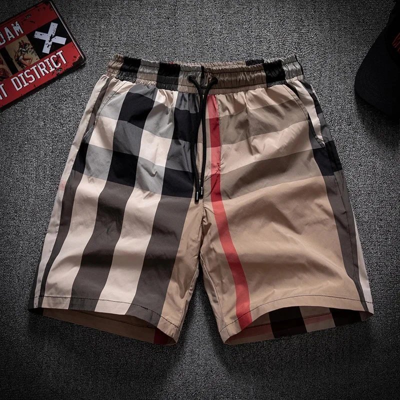 Burberry Shorts Drawstring patterned — 12-B-1 Large grid-light color (color pattern position random)