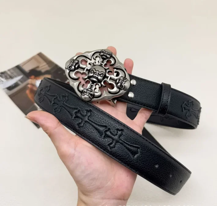 Chrome Hearts Colorful Cross Leather-Patch Belt