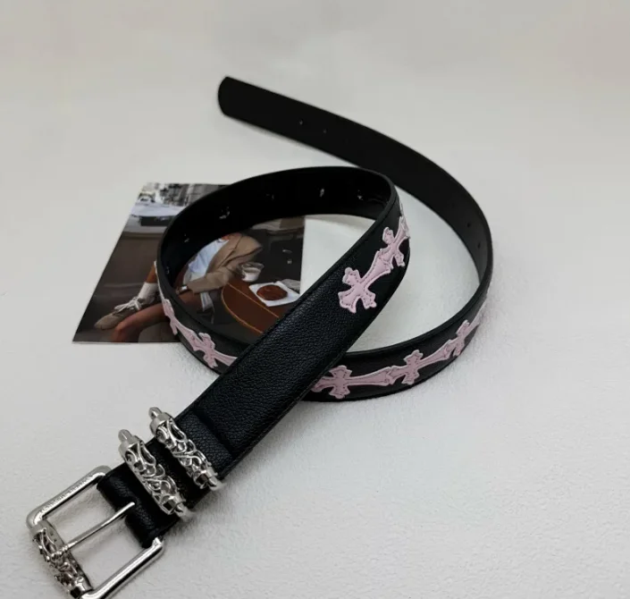 Chrome Hearts Colorful Cross Leather-Patch Belt