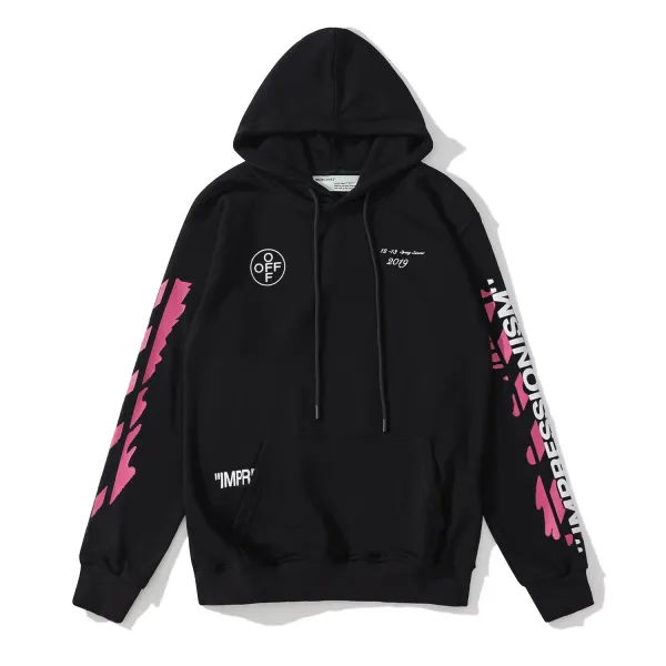Off-White Diagonal Arrow Print Hoodie Black - 14