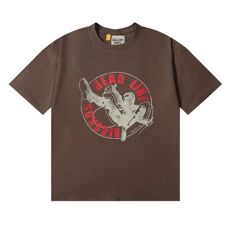 Gallery Dept Gallery Dept Headline Records T-Shirt in 38 Coffee Brown Brown