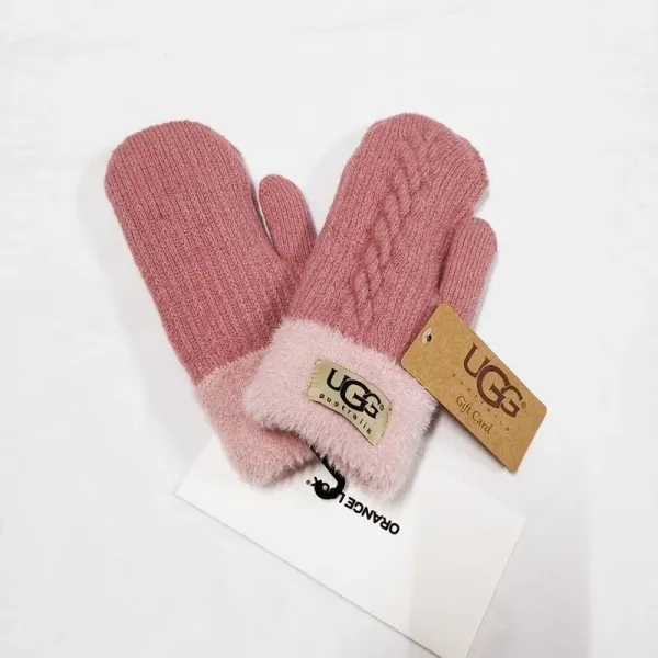 UGG Knit Cable Mittens Pink Gloves - 1