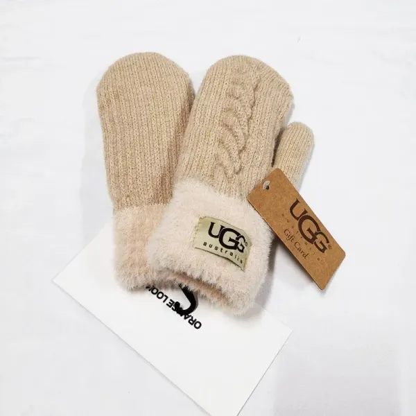 UGG Knit Cable Mittens Beige Gloves - 1