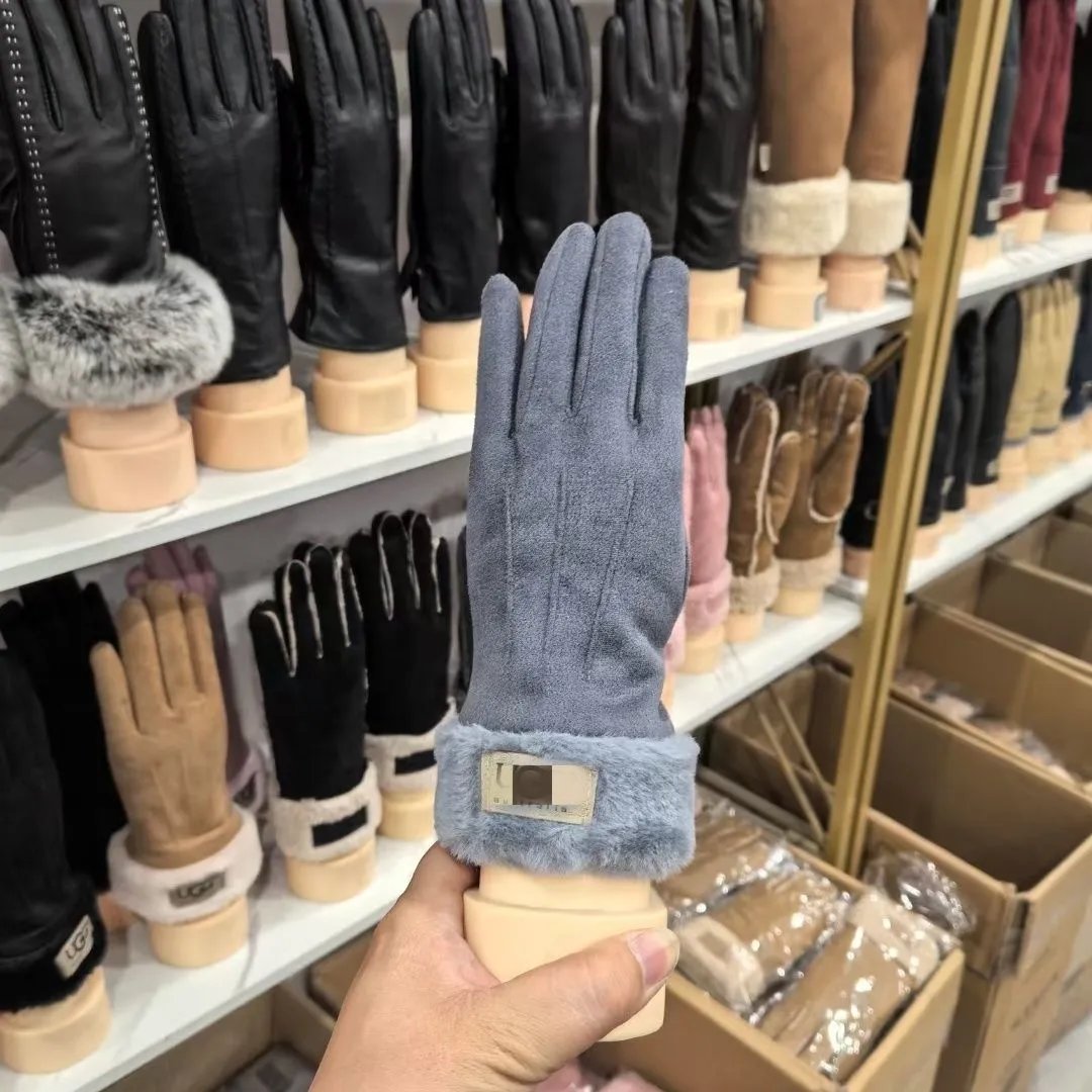 UGG Faux Fur Cuff Gloves Gray - 1