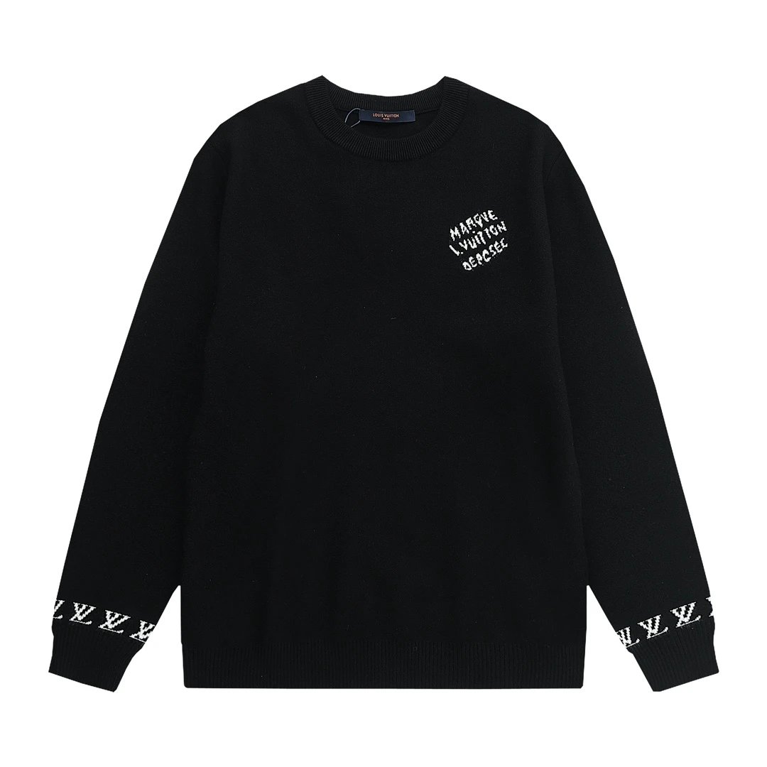 Louis Vuitton Knitwear Crewneck logo knit sweater — Letter-knit sweater-black