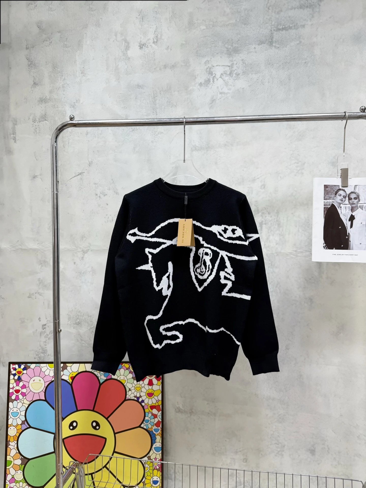 Louis Vuitton Knitwear Crewneck logo knit sweater — Burberry Sweater-Black