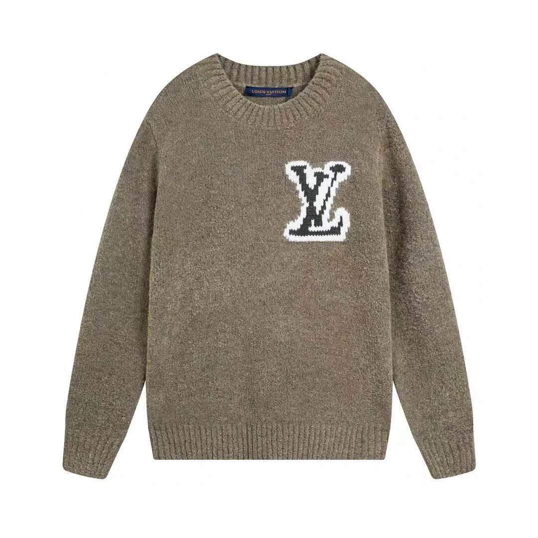 Louis Vuitton Knitwear Crewneck logo knit sweater — Brown