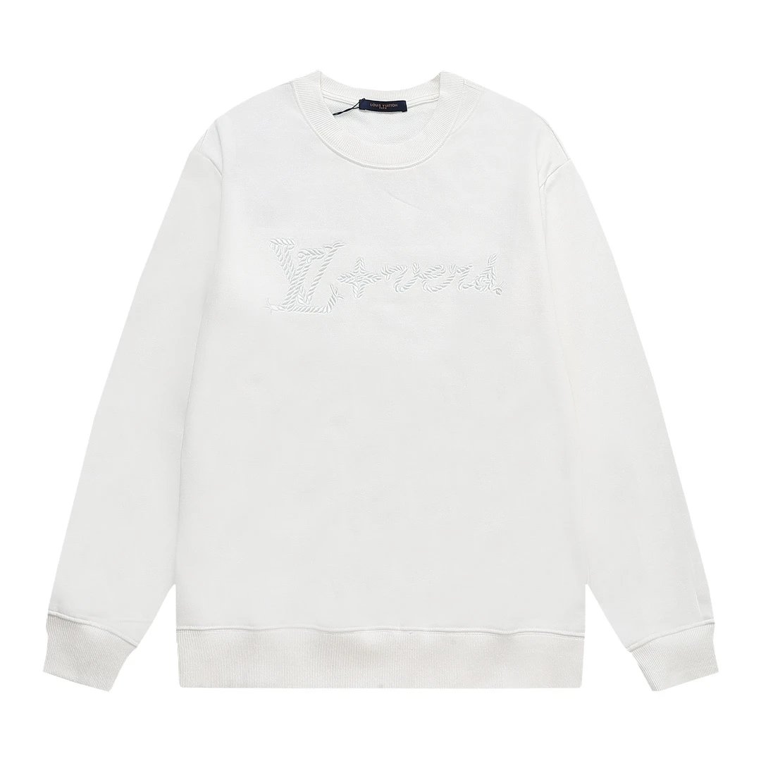 Louis Vuitton Knitwear Crewneck logo knit sweater — Embroidery Craft – White