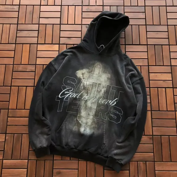 Saint Tears The Savior of the World Graphic Hoodie Black - 7
