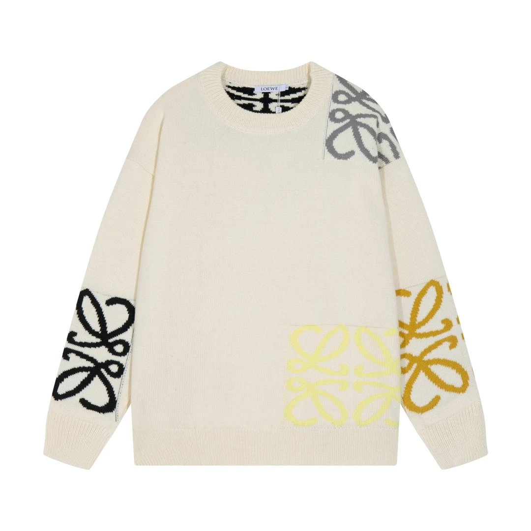 Loewe Anagram Embroidered Beige Sweater - 14