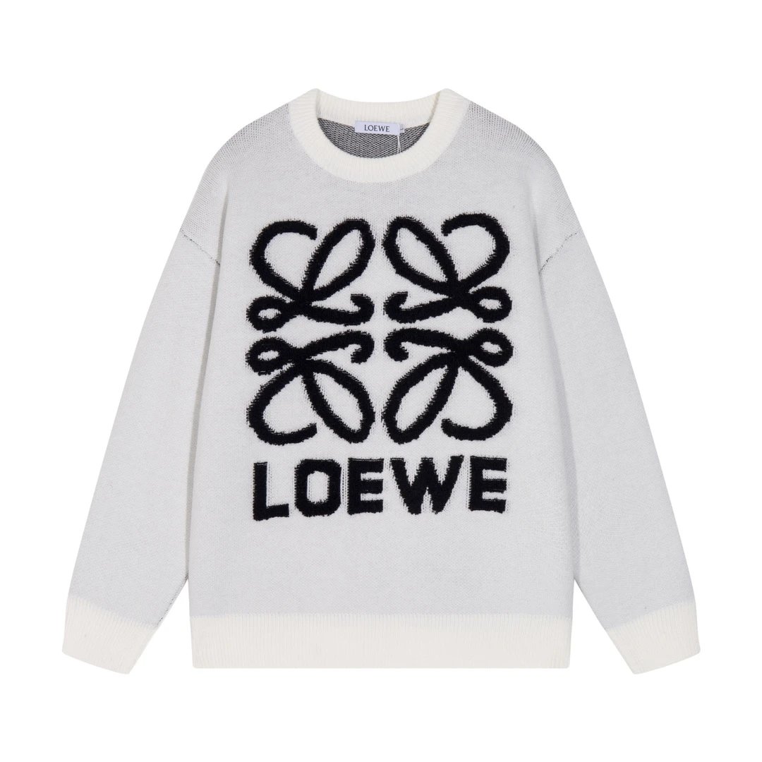 Loewe Anagram Embroidered Beige Sweater - 11