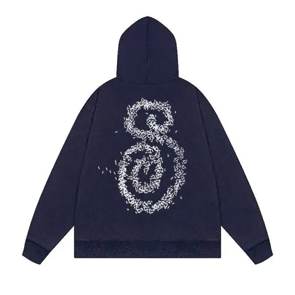Design Abstract Spiral Hoodie Navy - 1