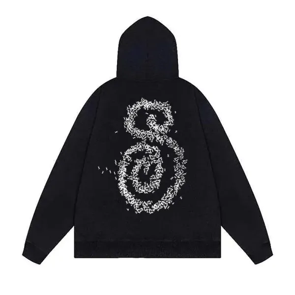 Design Abstract Spiral Hoodie Black - 1