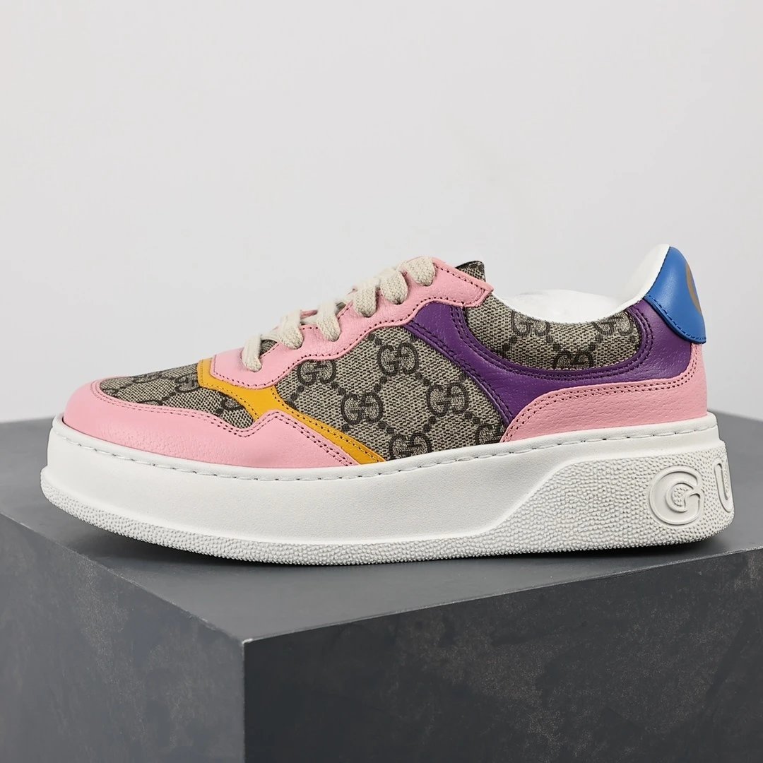 Gucci Sneakers Low-Top Chunky Platform — Gucci Biscuit Shoes Pink Purple