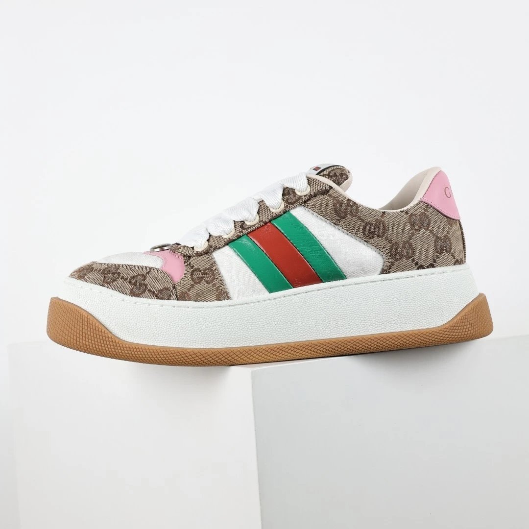Gucci Sneakers Basket platform — Gucci thick bottom small dirty shoes flower pink