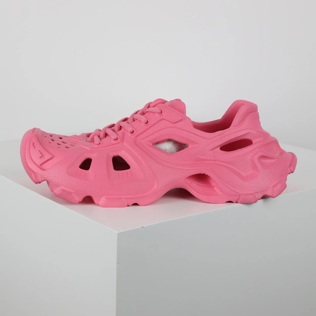 Unbranded Sneakers Lace-Up Cutout Chunky — Balenciaga Hole Drag Pink