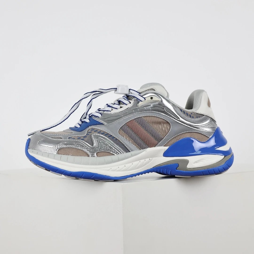 Unbranded Sneakers Chunky low-top with striped side panels — GUCCI Gucci leather gray blue
