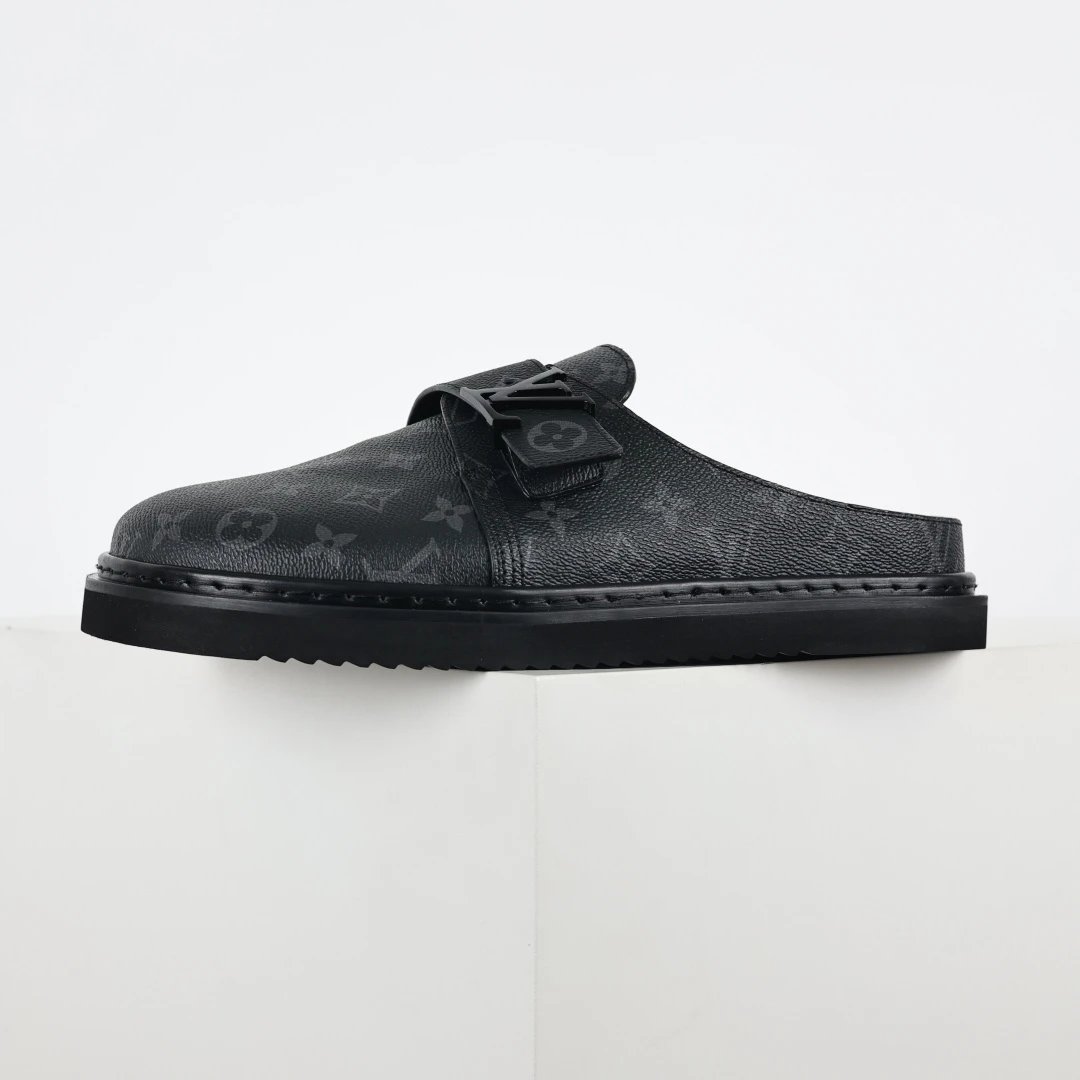 Louis Vuitton Slippers Monogram mule with LV buckle — LV slippers black