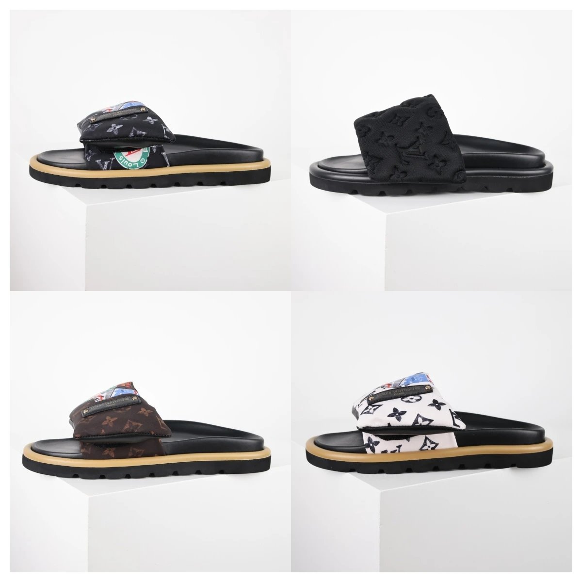 Louis Vuitton Slippers C8 Monogram Hook-and-Loop Strap Slides image 1