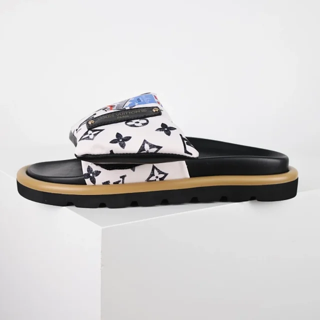 Louis Vuitton Slippers C8 Monogram Hook-and-Loop Strap Slides product detail image 14