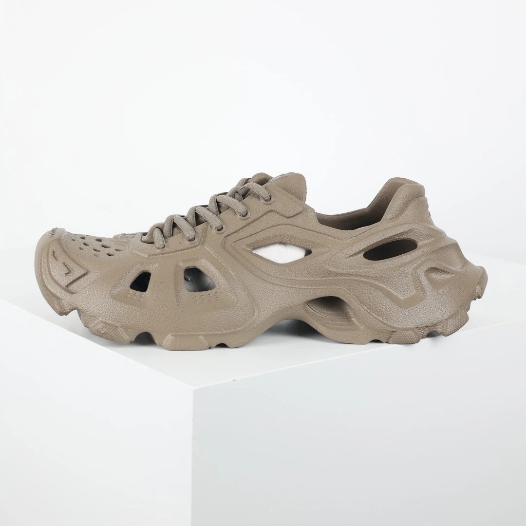 Unbranded Sneakers Lace-Up Cutout Chunky — Balenciaga Cave Drag Curry