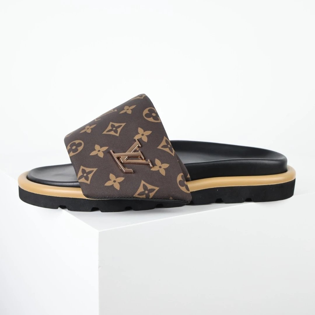 Louis Vuitton Sandals C8 Monogram Slide — LV slippers brown