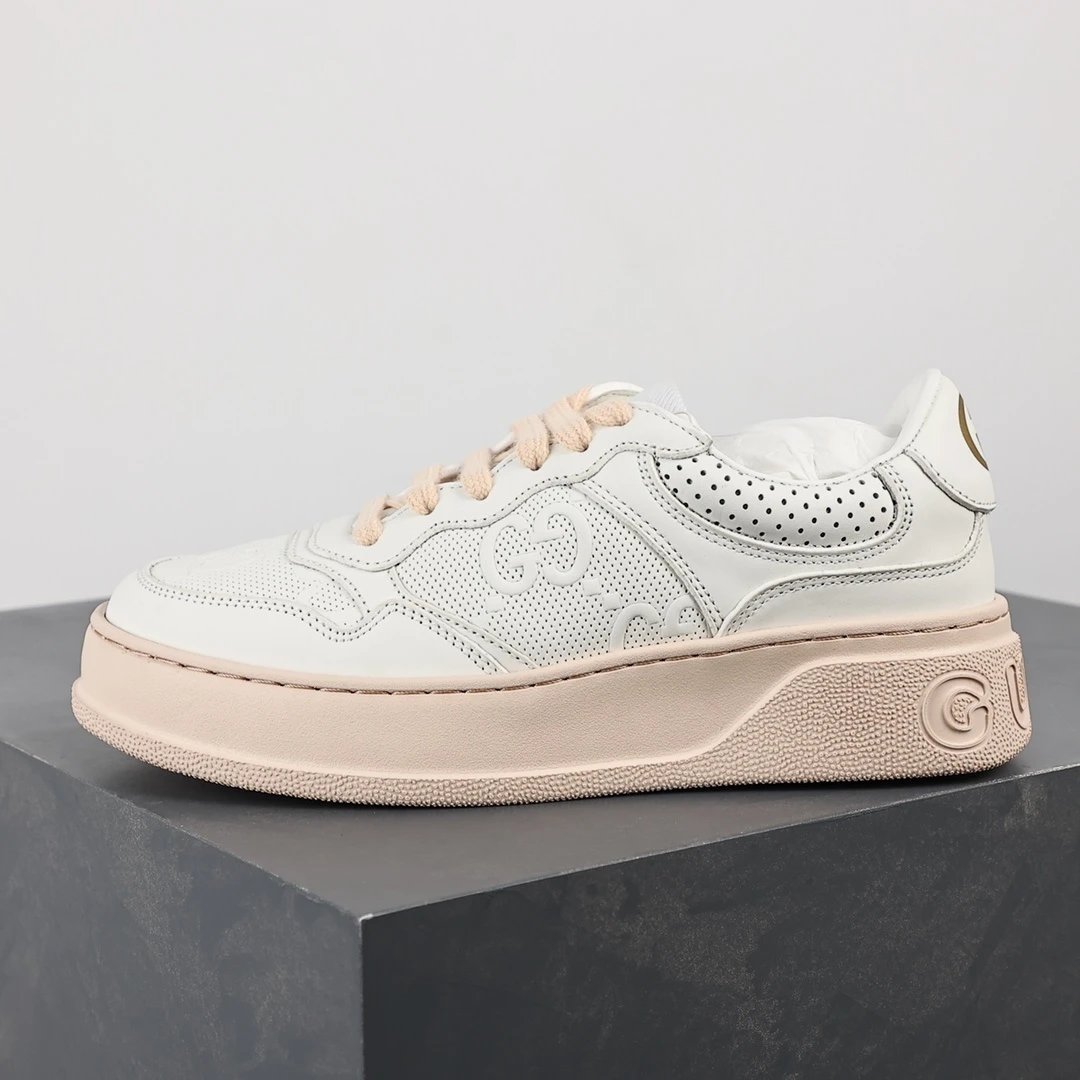 Gucci Sneakers Low-Top Chunky Platform — Gucci Biscuit Shoes Pink White