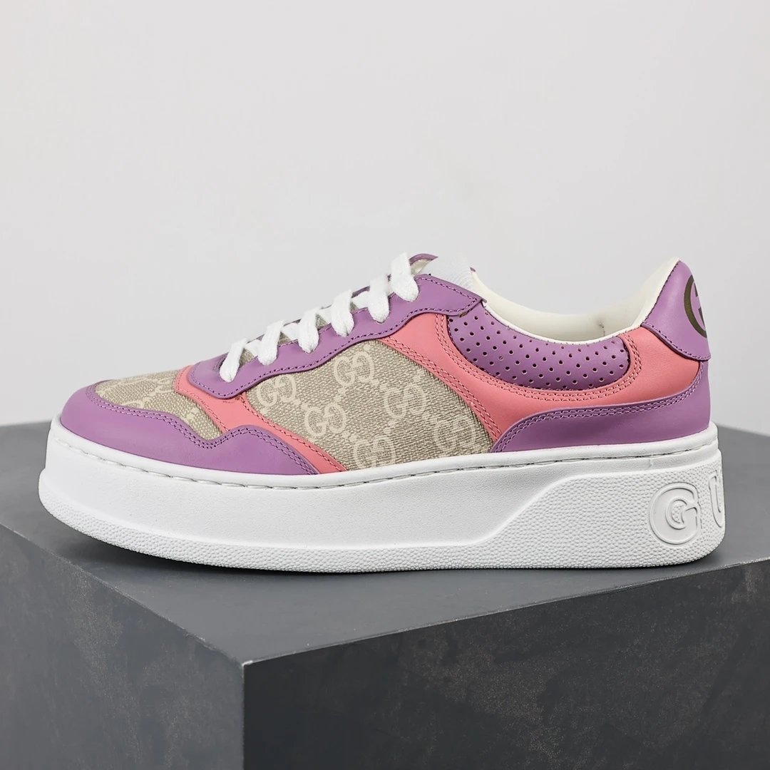 Gucci Sneakers Low-Top Chunky Platform — Gucci Biscuit Shoes Grey Powder